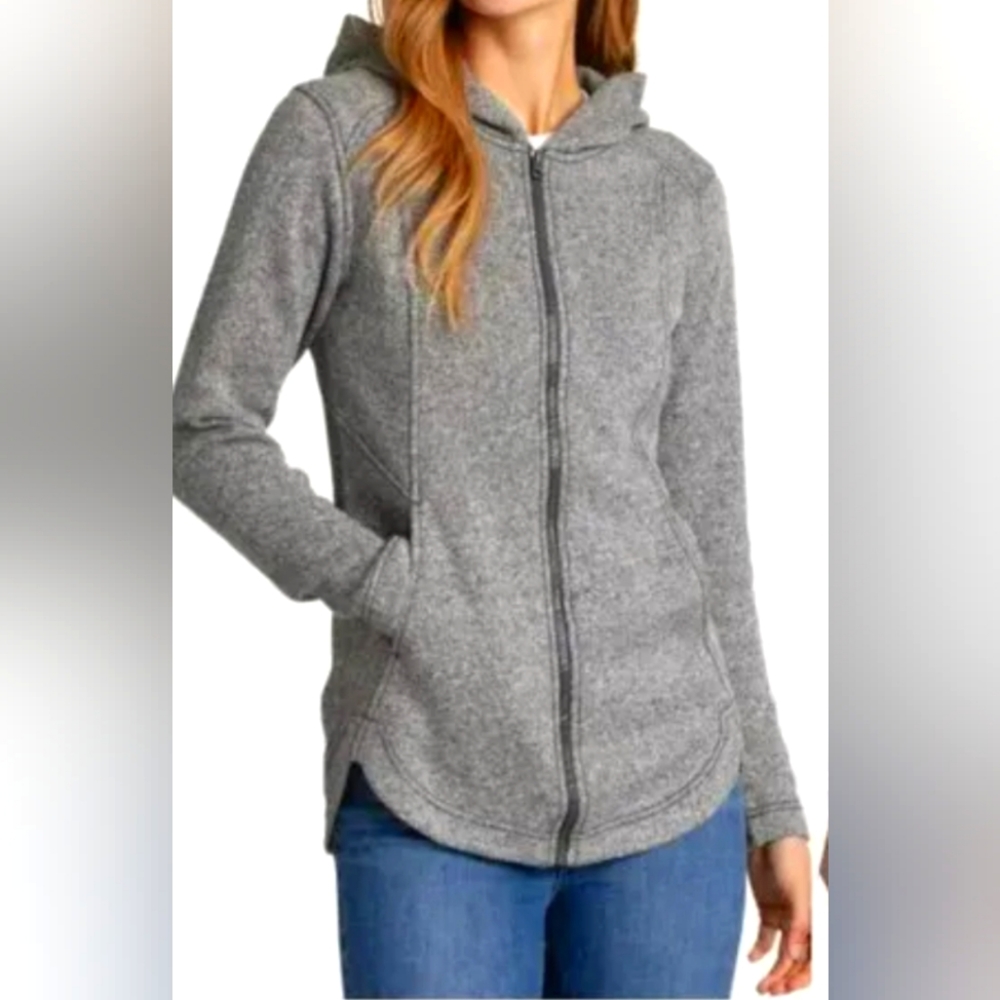 Eddie Bauer XXL Grey Fleece Hoodie Jacket Zip Up Casual